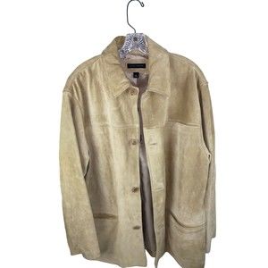 Banana Republic, Men's Suede Leather Jacket Size L Taupe